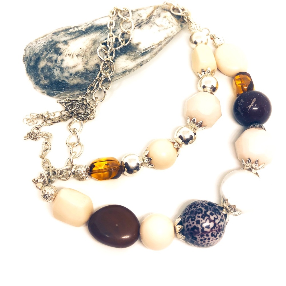 Stunning multicolored silver necklace